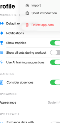 Apple Health-Einstellung im Profil von My Private Gym