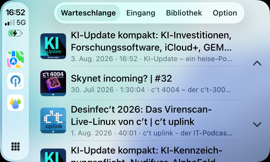 CarPlay Eingang bzw. Warteschlange