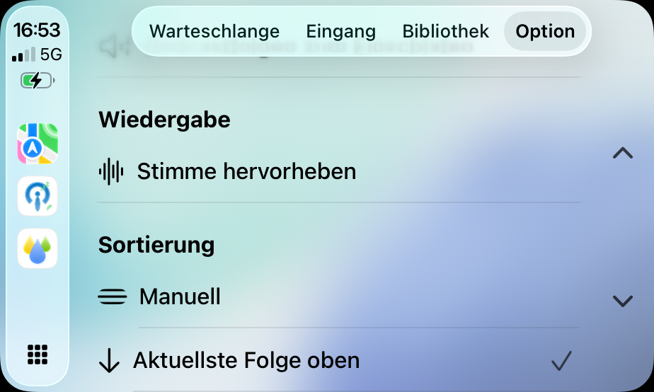 CarPlay Optionen